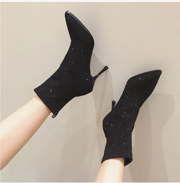 Pointy Boot Women's Boots Autumn Shoes Booties Ladies Boots-women Lace Up Winter Footwear Pointe Mid Calf High Heel Mid-Cal
