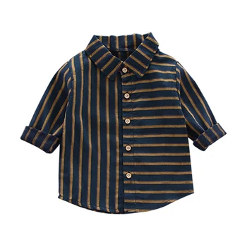 

Autumn Casual Shirts Baby Boys Long Sleeve Striped Pattern Shirts Kids Tops Tees Shirts