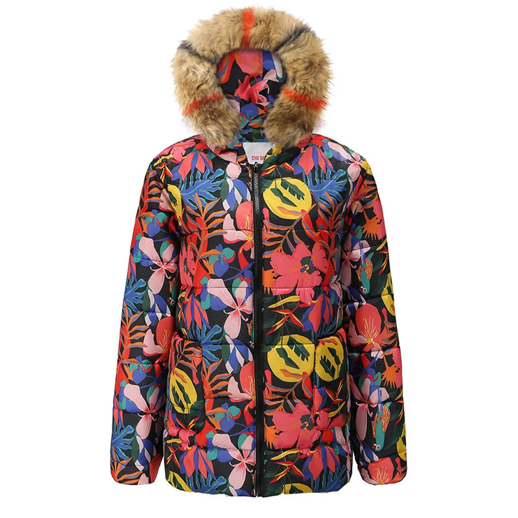 Multicolor A Женское зимнее теплое пальто, женская элегантная куртка, новинка, длинный рукав, карманы, с капюшоном, Толстая теплая свободная повседневная куртка, короткое пальто - Цвет: Multicolor A