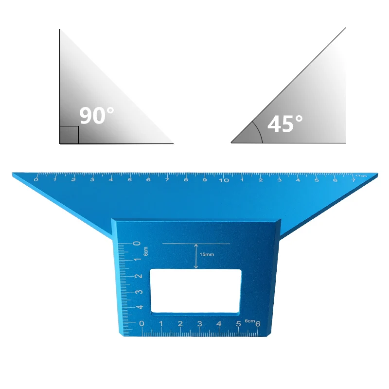 170 мм квадратный деревообрабатывающий 45/90 градусов T линейка алюминиевый сплав маркировочный Прибор Многофункциональный деревообрабатывающий инструмент