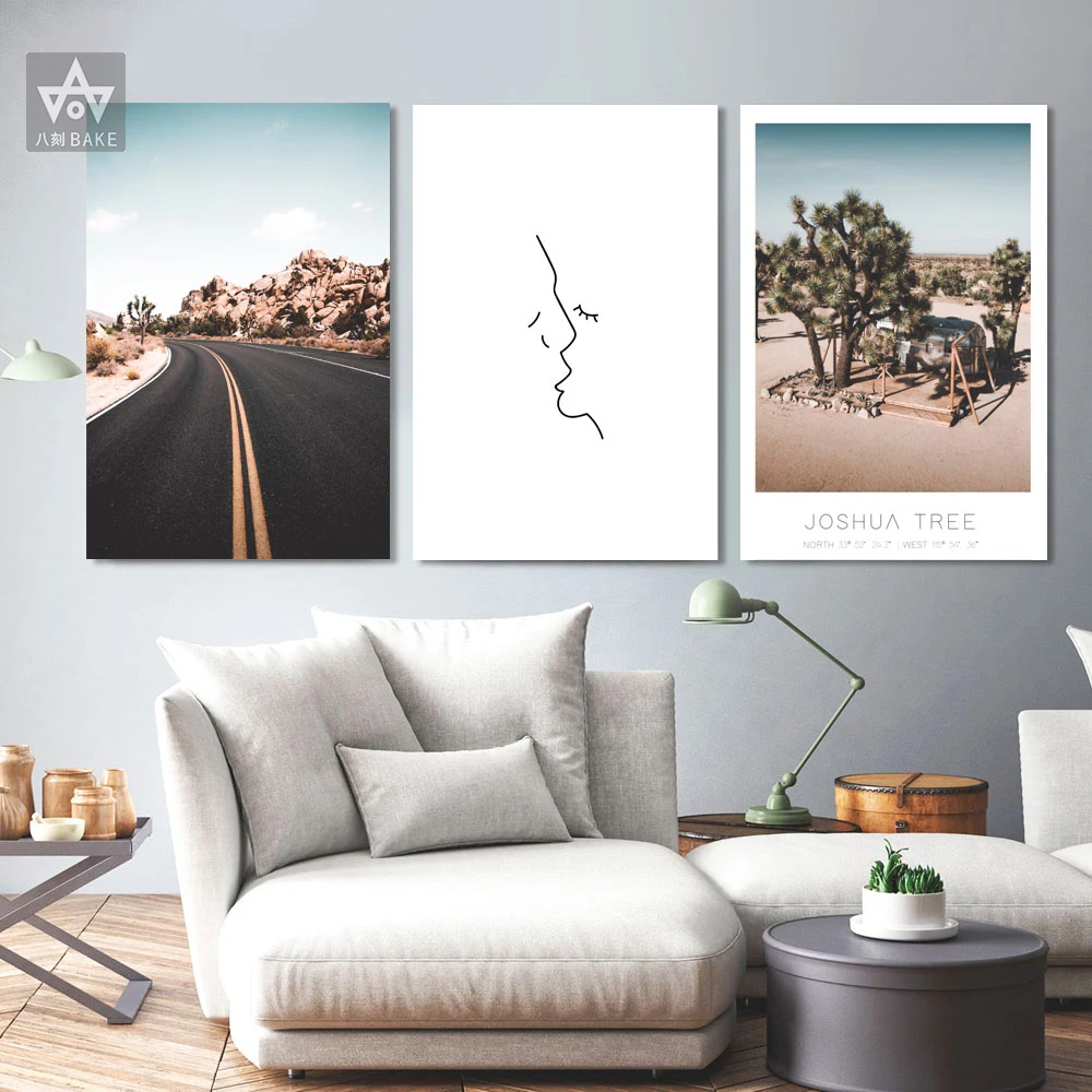 

Modern joshua Road Boho Style Gallery Canvas Painting Poster and Print Alexander Cactus Wall Art Pictures Posters Living Room