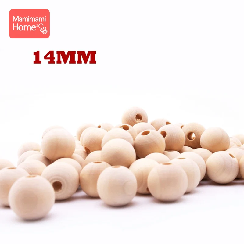 14mm Mamihome 200 шт деревянные бусины Круглый детский Прорезыватель своими руками браслеты для кормления ожерелье Подарки натуральные деревянные пустые детские товары игрушки - Цвет: 14mm