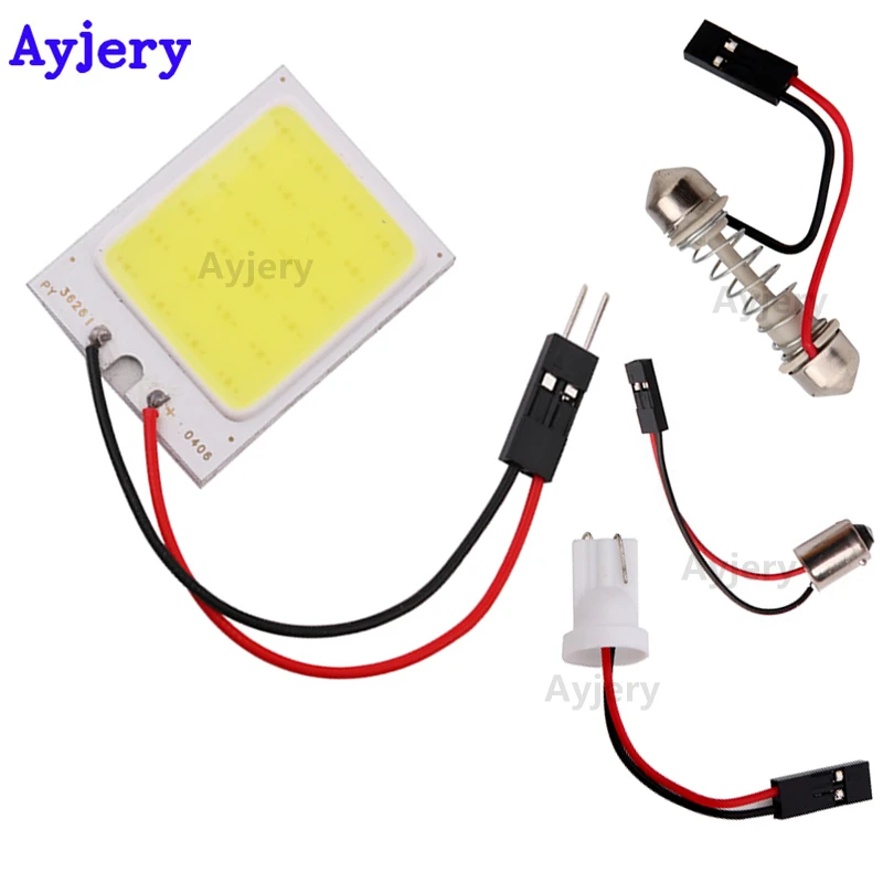 AYJERY 10 шт./лот 24 SMD COB Чип 24LED 12V Купол свет с T10 + Festoon адаптеры белый автомобиль