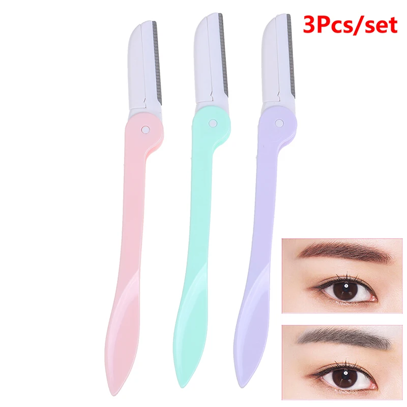 1/2/3PCS Colorful Eyebrow Razors Women Face Hair Remover Eyebrow Trimmers Sharp Mini Makeup Knife Blades Shaver