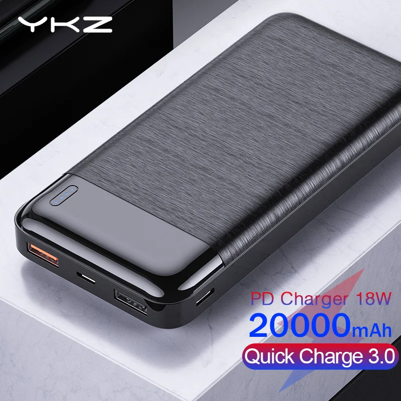 

YKZ Power Bank 20000mAh Quick Charge 3.0 PD Slim Portable External Battery Charger Powerbank for iPhone Xiaomi 20000 Poverbank