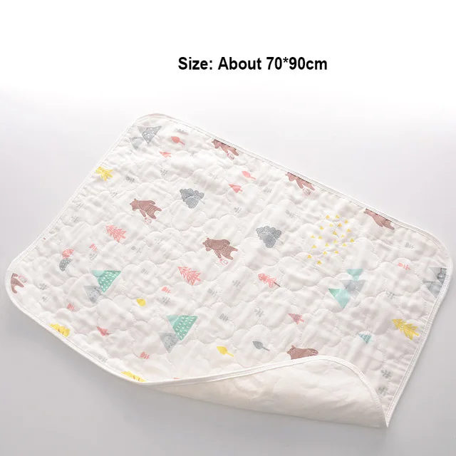 Bear 70X90cm Муслин хлопковый подгузник коврик Детский водонепроницаемый коврик большая детская мозаика чехол мульти размер младенческой мочи матрас для пеленания лист протектор постельные принадлежности - Color: Bear 70X90cm