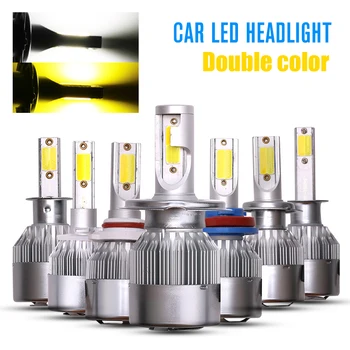 

2Pcs/set Dual Color H4 Hi/Lo Beam Led Headlight White Amber H1 H3 H7 H11 Led Fog Light 9005 9006 880 Car Foglight Bulbs 12V