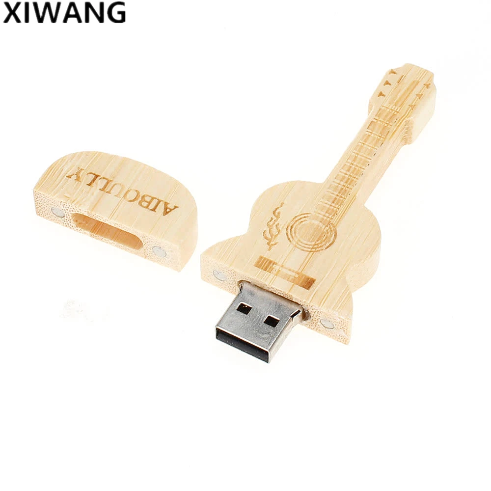 Натуральное дерево бамбук Гитарный usb флэш-накопитель usb 2,0 4 ГБ 8 ГБ Флешка 16 ГБ флеш-накопитель 32 Гб 64 Гб модный подарок Бесплатный Пользовательский логотип