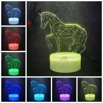

The Prairie Running Horse Image Cartoon Comic Lamp Auto-flash 7 Color Gradient Illusion Night Light 3D LED Stereo Safety Bulb