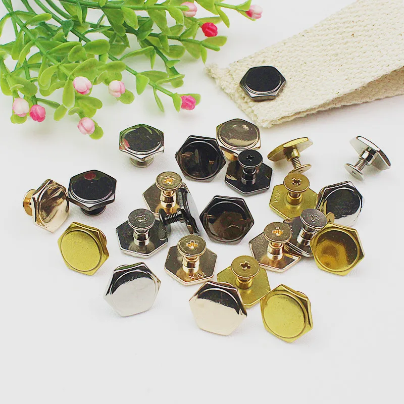 10 Pcs Six Sides Shape Metal Screw Back Rivets for Leather Studs Nail Garment Leather Craft Belt Wallet Bag Decoration Hardware 10 Pcs Six Sides Shape Metal Screw Back Rivets for Leather Studs Nail Garment Leather Craft Belt Wallet Bag Decoration Hardware