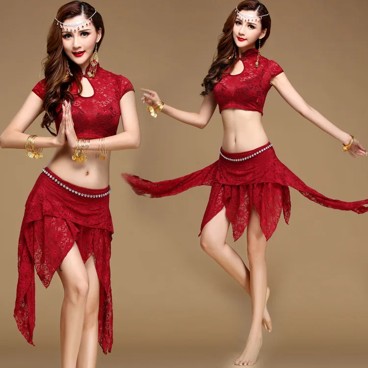 Wine red 2pcs 2 шт./компл. костюмы для танца живота Восточные Танцевальные Костюмы для танца живота карнавальные танцевальные костюмы# JH-539 - Цвет: Wine red 2pcs