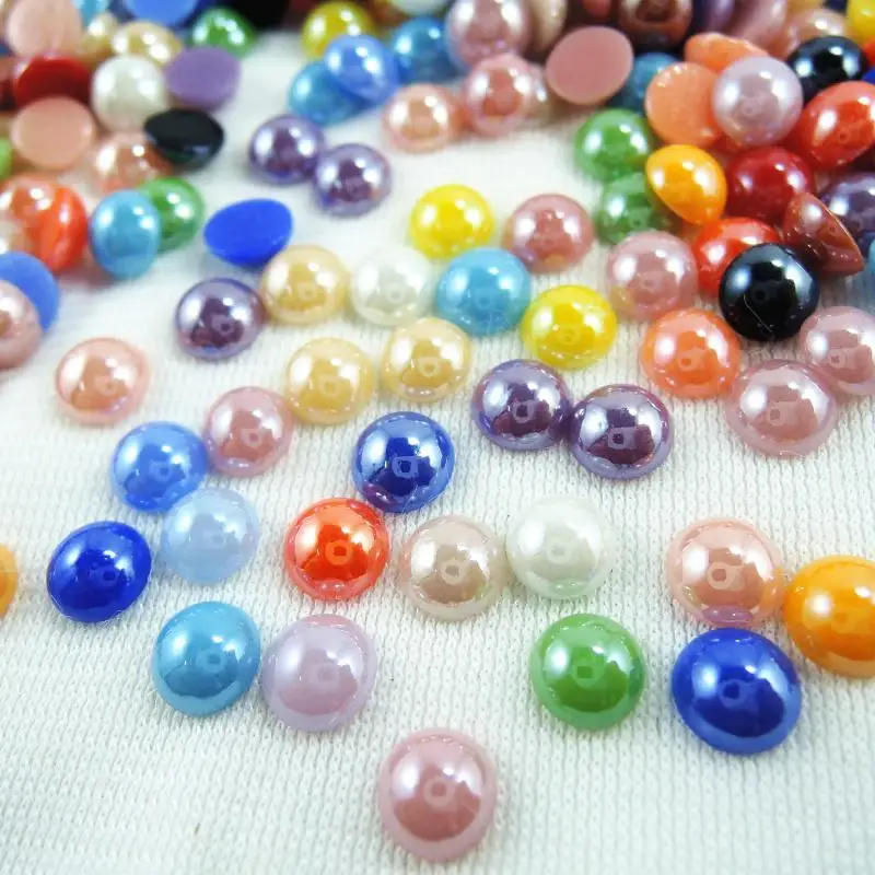 2/3/4/5/6/7/8/9/10/12 mm, gemischte Farben, gewölbt, flache Rückseite, halbe Glaskeramik, runde Form, glänzender Cabochon, DIY-Telefon-Schmuckherstellung – Detail 14