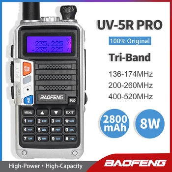 

Tri-Band Radio BaoFeng UV-5R Pro Walkie Talkie 8W High Power Two Way Radio 220-260Mhz FM Transceiver Upgrade UV 5R Amateur Radio