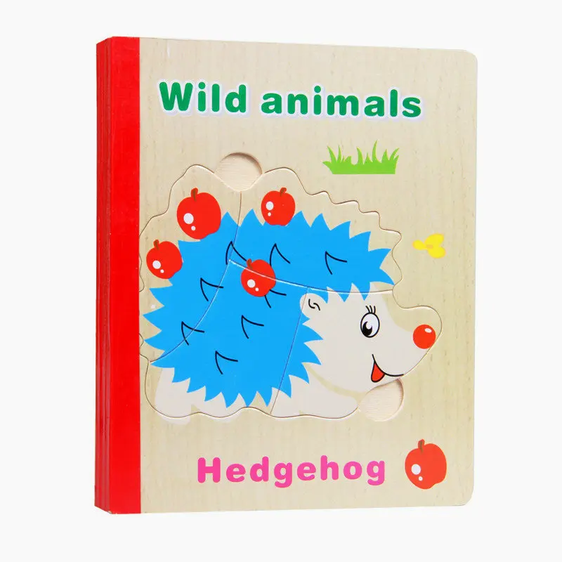 Детский деревянный пазл книга игрушка развивающий мультяшный для ранней