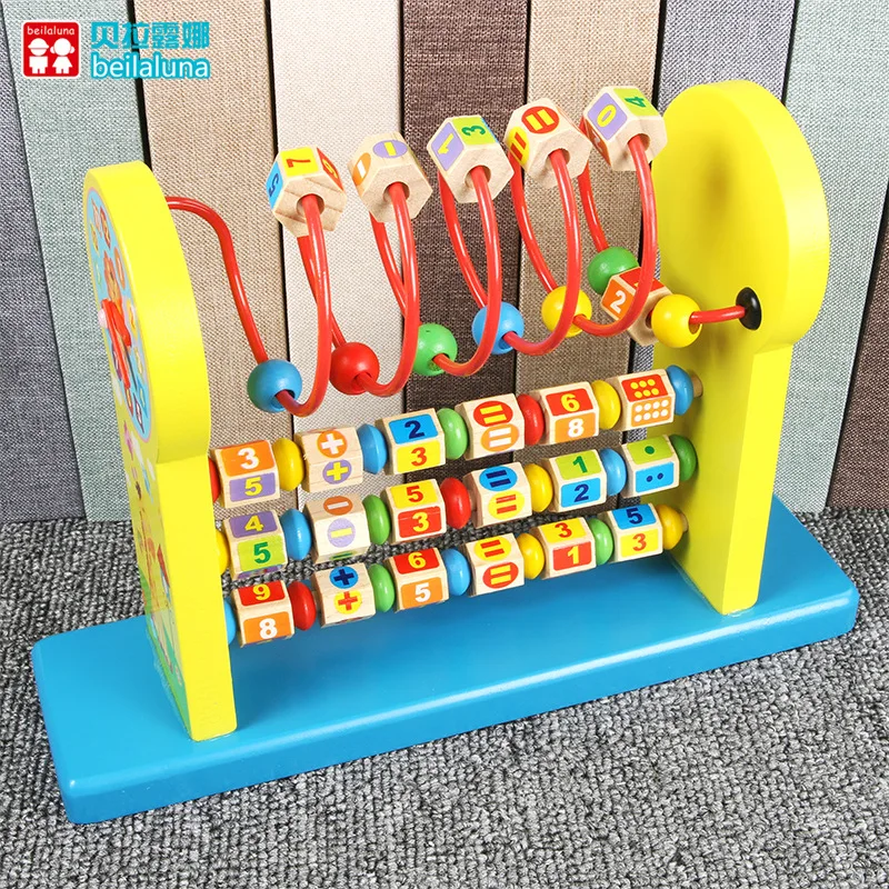 

Montessori Early Childhood Educational Wooden Bead-stringing Toy Beaded Bracelet Multi-functional Calculation Frame Children Toy