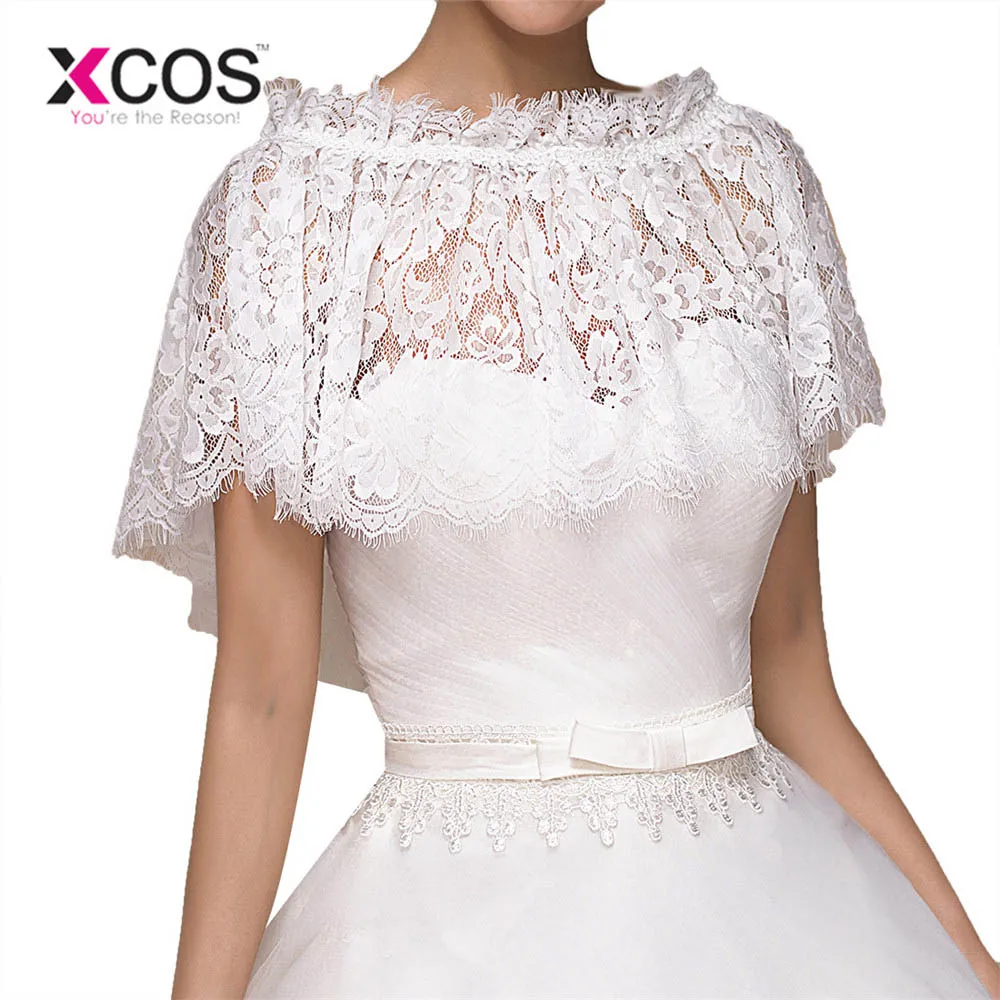 Xcos новая кружевная элегантная Свадебная Шаль Свадебная куртка сетчатая Аппликация белая свадебная куртка Свадебные аксессуары женское Болеро