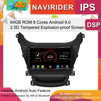

Car Multimedia Player 9inch IPS Screen Monitor GPS tape recorder Bluetooth Android 9.0 For HYUNDAI Elantra 2014-2016 Auto Audio