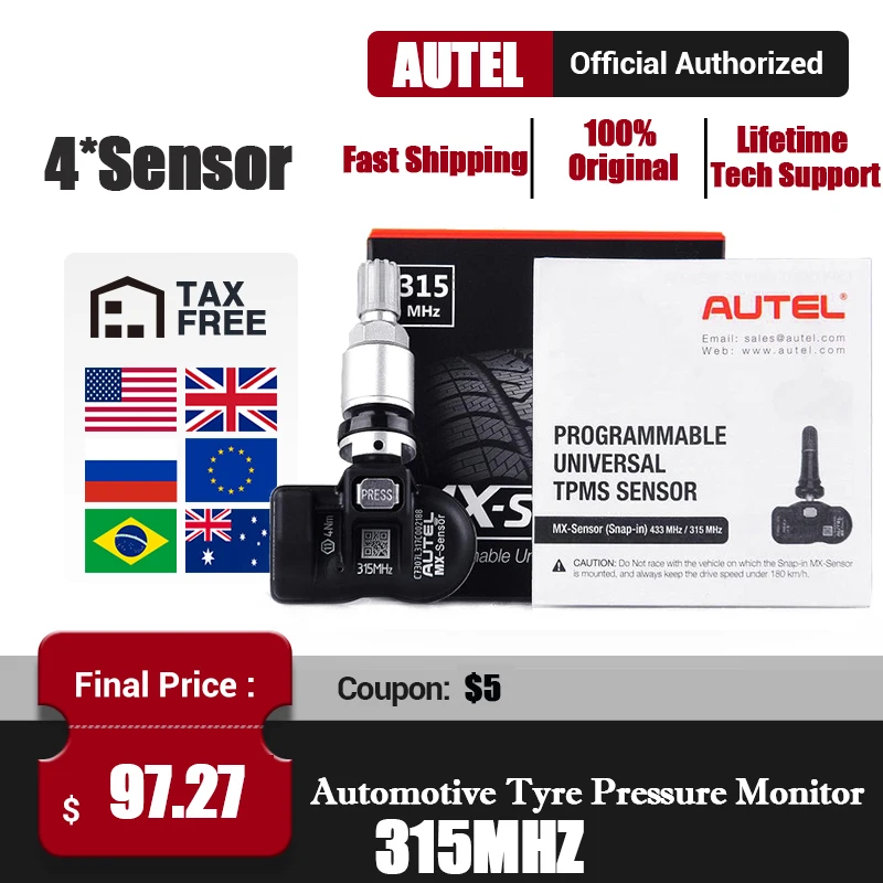 Autel MX-датчики 315 МГц датчики анализа шин работает с TPMS PAD TS401 TS601 100% клон-able и 98%