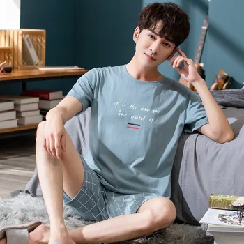 

Summer New Products Pullover INS Korean-style Simple Short Sleeve Men Homewear Set YX #2020 #-2029 # Collection