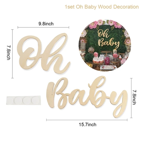 Baby Wood Wall Sticker Decoration Happy 1st Birthday Party Baby Shower Wall Background Decor For Home Gender Reveal Suppiles