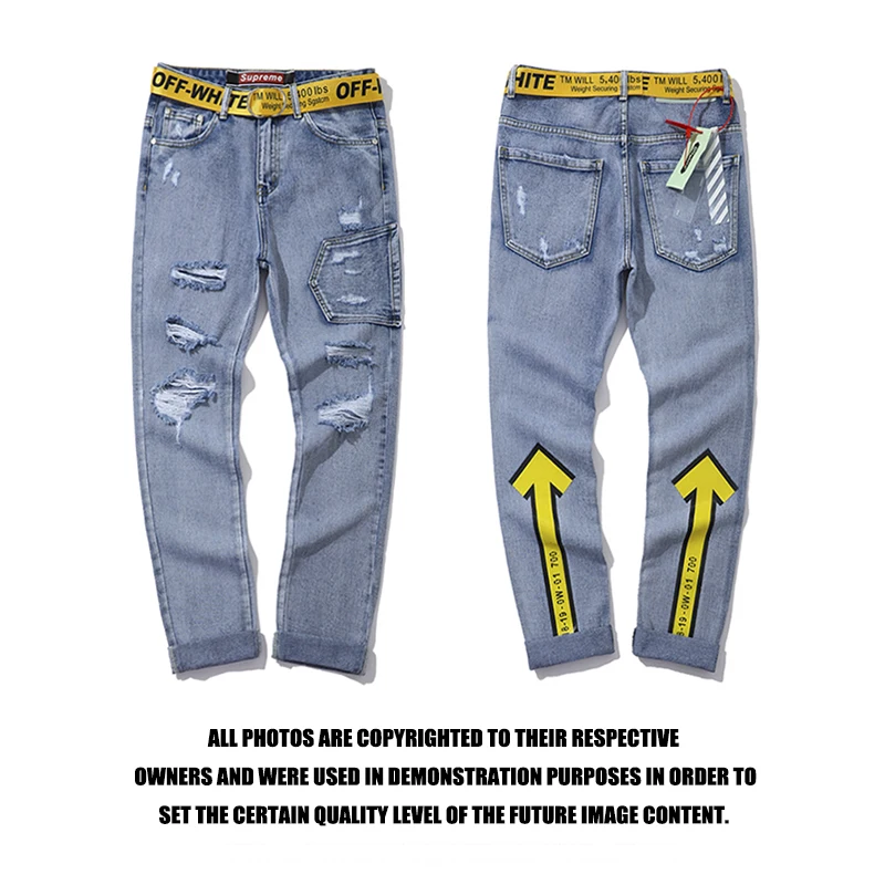 19SS Off-White OW мужские и женские парные влюбленные стильные осенние зимние модные повседневные свободные спортивные брюки джинсы со стрелками