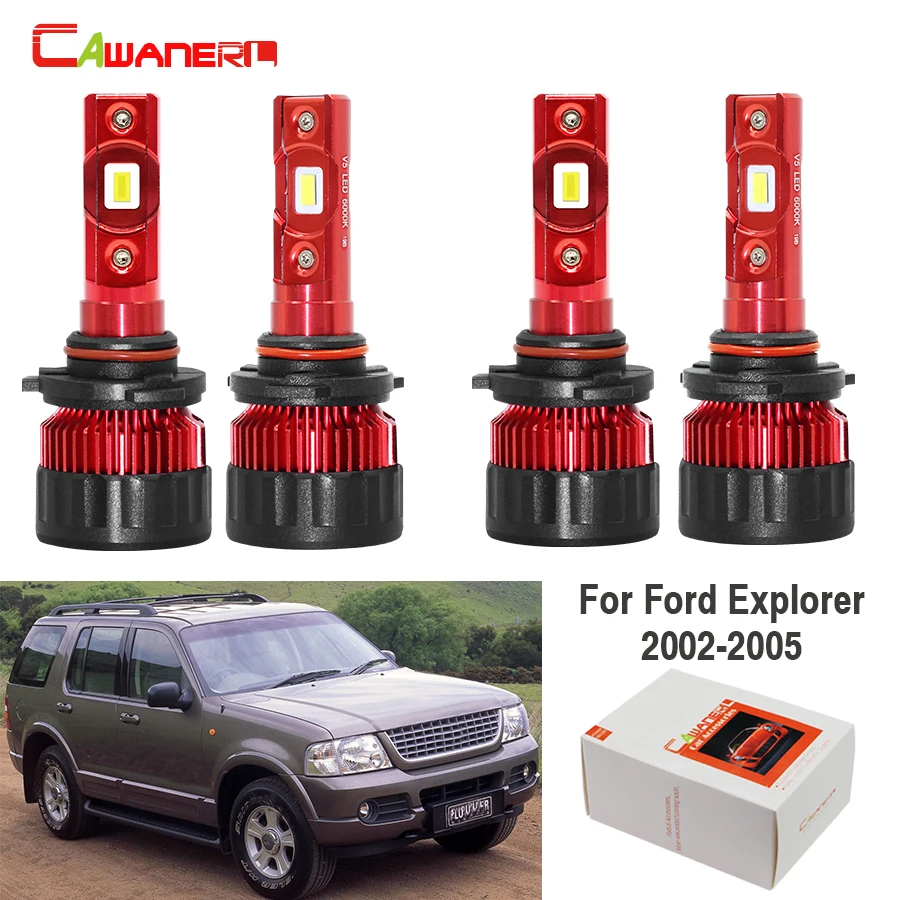 Cawanerl для Ford Explorer 2002 2003 2004 2005 автомобиля светодиодный лампы ближний свет дальнего света 60 Вт 9000LM белого авто фары 12V