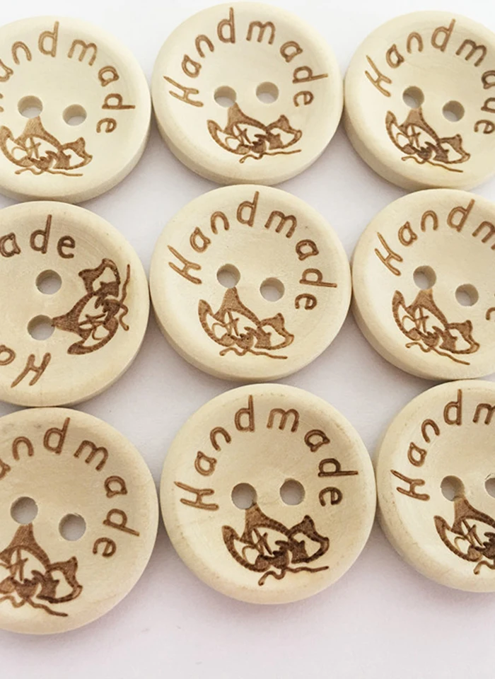 100Pcs/Set DIY Wooden Buttons Bowls Shape Hand-made Engraving Cute Simple Practical Buttons Apparel Sewing Supplies