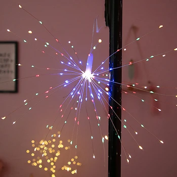 

Festival Hanging Starburst String Lights 160 LEDs DIY Firework Copper Fairy Garland Christmas Tree Twinkle Light