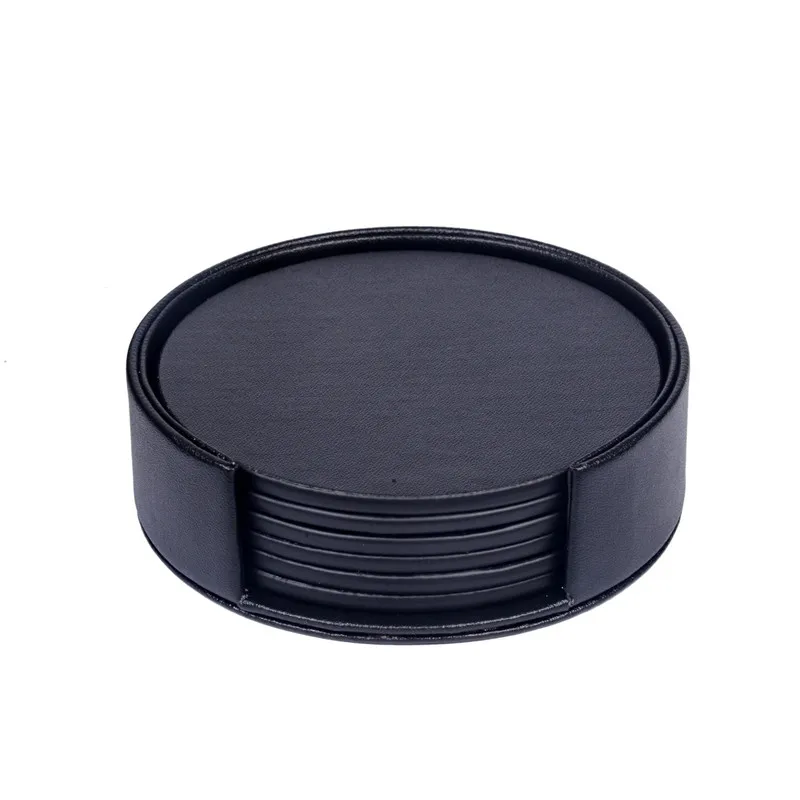 

Creative PU Leather Marble Coaster Drink Coffee Cup Mat Tea Pad Dining Table Placemats Table Black White Chic Decoration 6PCS