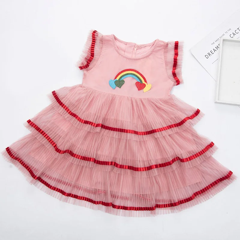 Keelorn/платье для девочек Новая летняя брендовая одежда в полоску для девочек кружевное платье для маленьких девочек вечерние платья для От 2 до 7 лет - Цвет: AH162-Red