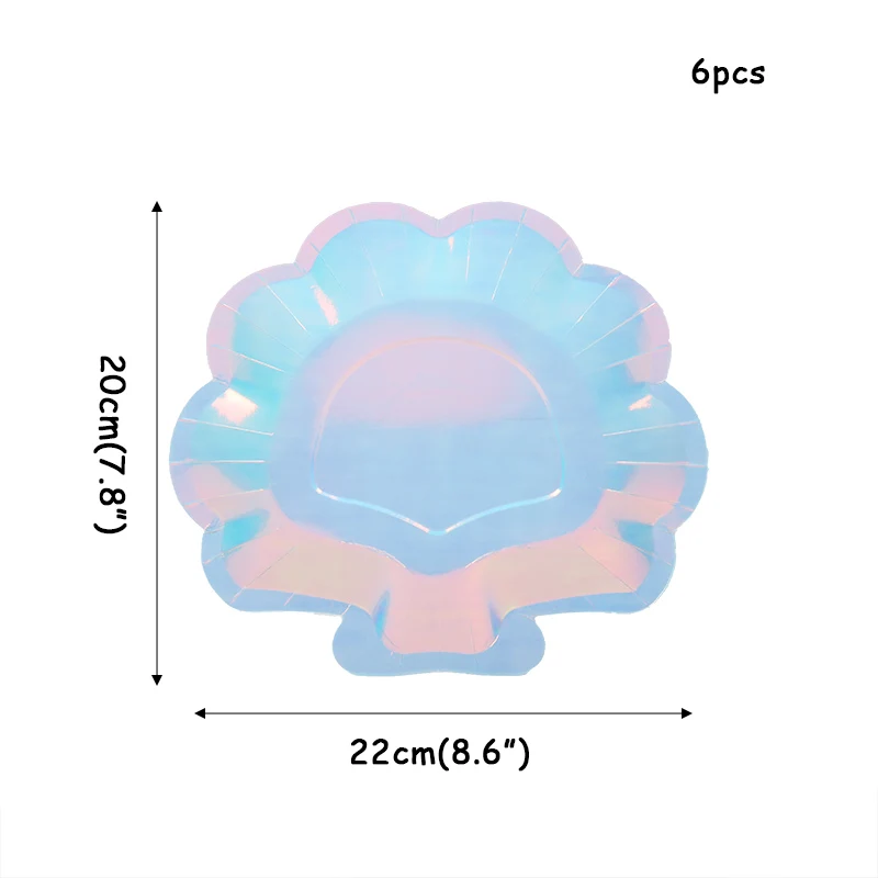 6pcs plates Glitter mermaid fish scale paper plates Party decoration Birthday Treat kid tableware Baby shower supplies 1st Birth day parties - Цвет: 6pcs plates