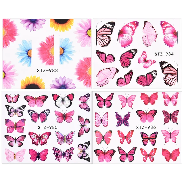 1Pcs Water Nail Decal and Sticker Flower Leaf Tree Green Simple Summer DIY Slider for Manicure Nail Art Watermark Manicure Decor 4Pcs TA613-616