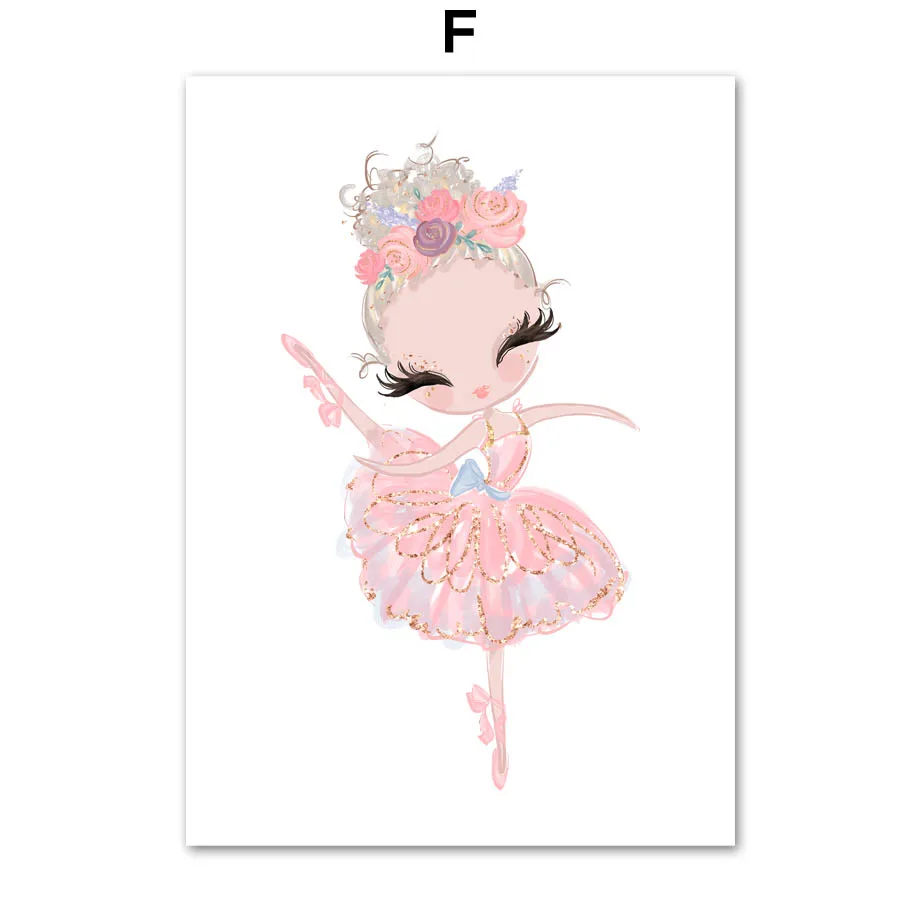 Cartoon-Pink-Unicorn-Swan-Girl-Crown-Flower-Nordic-Posters-And-Prints-Wall-Art-Canvas-Painting-Wall (9)