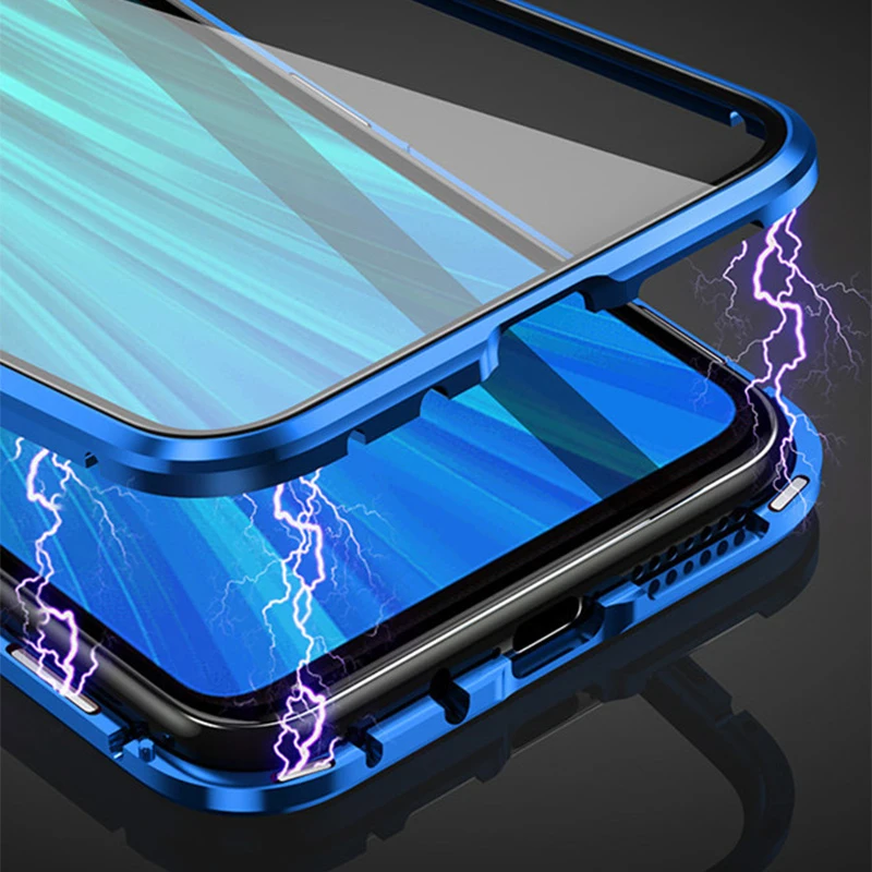 Для Redmi Note 8 Pro чехол с магнитной застежкой, двустороннее стекло, роскошная Защитная крышка для Redmi Note 7 Pro, Магнитный чехол, корпус