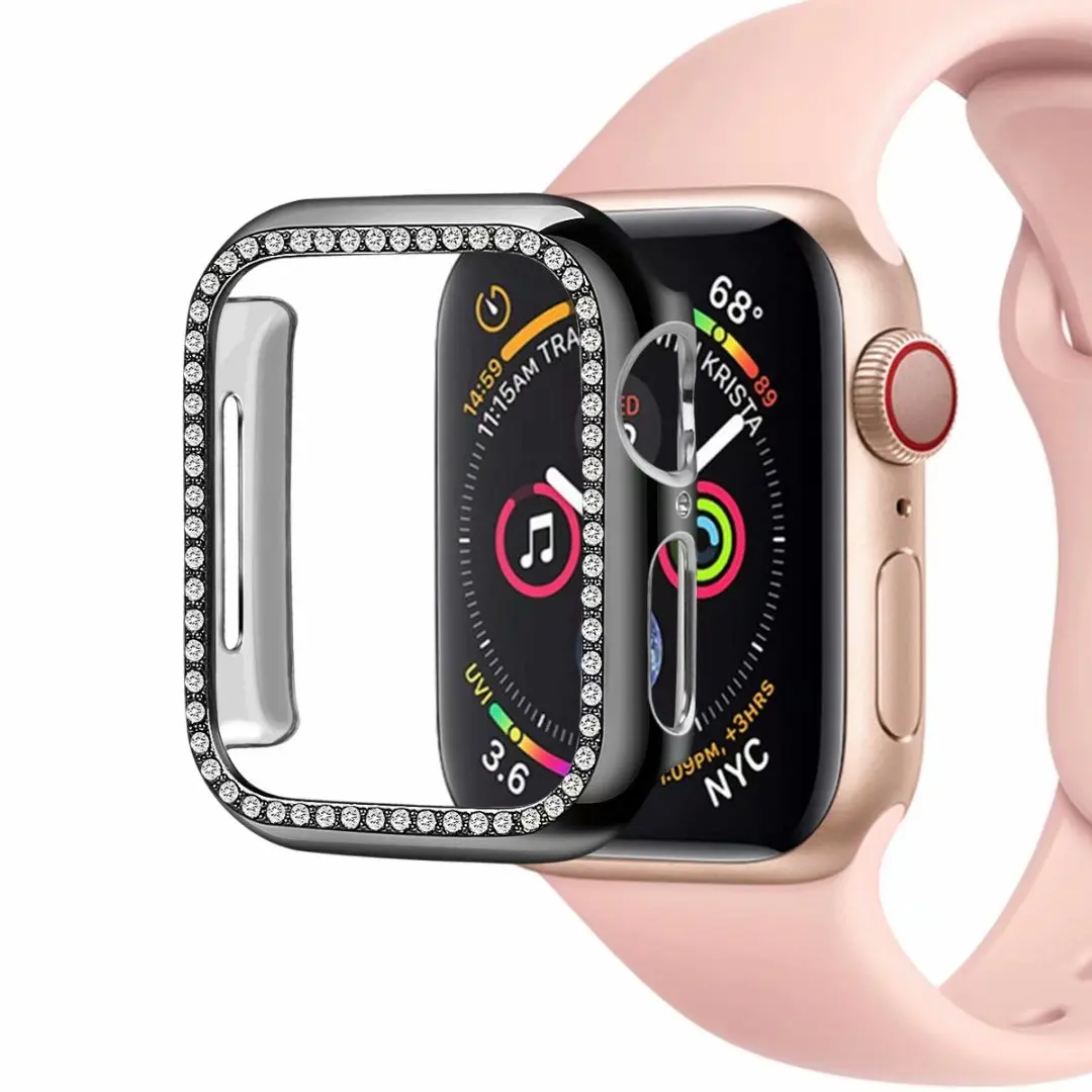 Роскошный чехол из поликарбоната с бриллиантами для Apple Watch 3 2 1 42 мм 38 мм защитный чехол для iWatch 40 мм 44 мм серия 4 5 бампер для часов