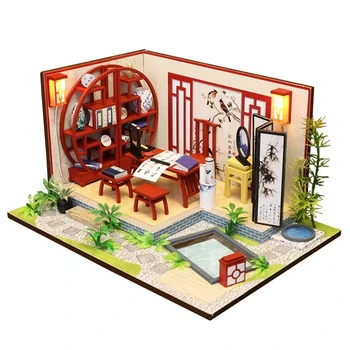 

Handmade DollHouse Wooden Miniature Toys with Furniture Kit Assemble 3D Model DIY Doll House Toy for Children Adult Gifts