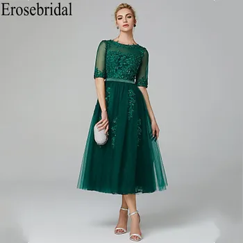 

Erosebridal Short Evening Dress 2019 Elegant Formal Dress Evening Gowns for Women Sparkly Beaded with Seuqined Half Sleeve