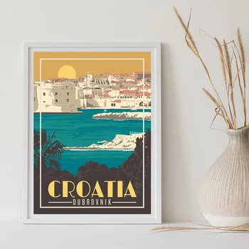 

Croatia Dubrovnik Travel Art print Minimal map Canvas Poster No FRAME