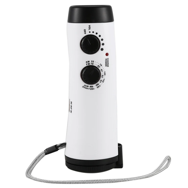 

Emergency Power Hand Crank Dynamo 5-LED Flashlight with AM/FM Radio for Camping