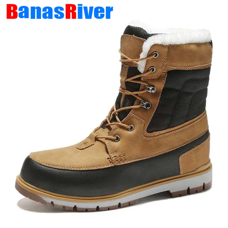 

Winter With Fur Plush Snow Boots For Men Sneakers Male Adult Casual Quality Solid Anti-skid Ankle -30 Degree Celsius Warm Shoes