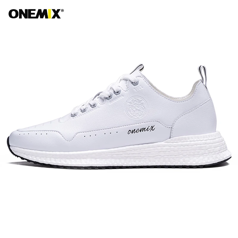 

ONEMIX Sneakers in Man Casual Shoes 2020 Leather Soft bottom Running for Outdoor Sport and Jogging Boosts OM1691 White
