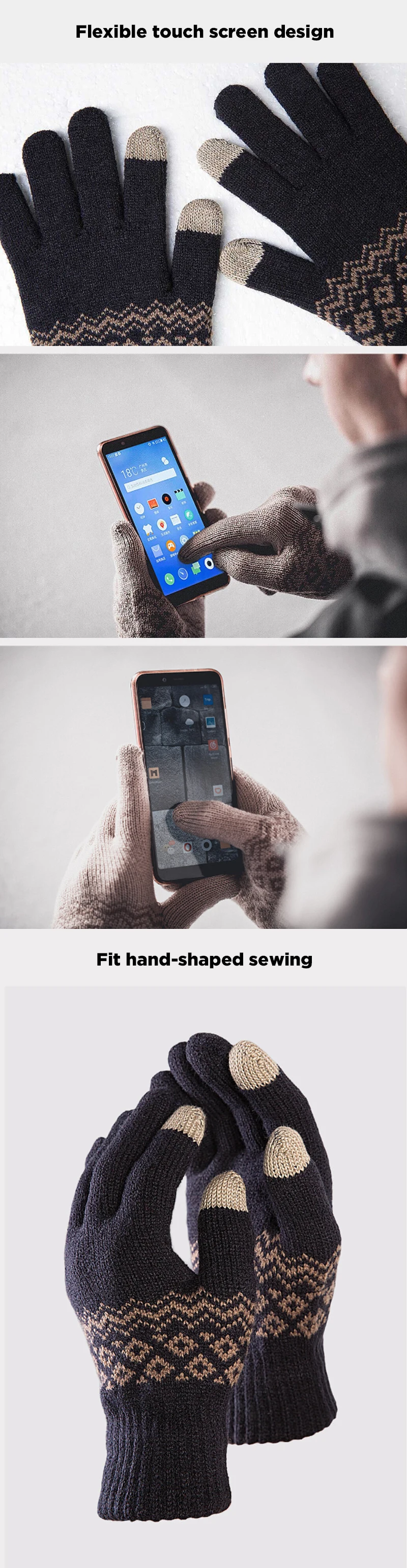 Xiaomi Mijia FO сенсорный экран плюс бархатные теплые перчатки палец сенсорный экран Простой и универсальный удобный ткачество Цветы Подарки