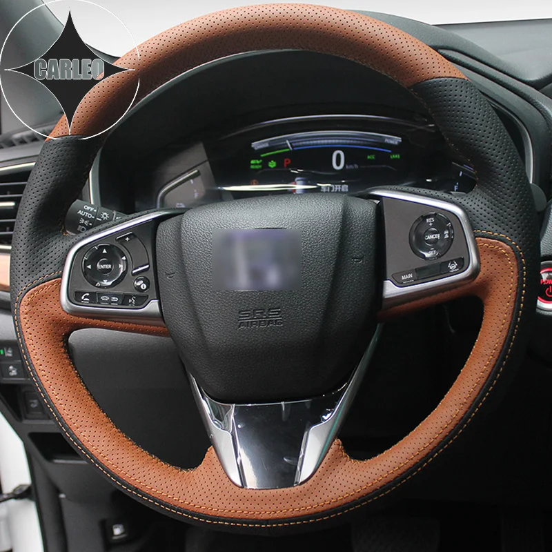 

Car Steering Wheel Cover for Honda Accord Odyssey Civic CR-V Fit Spirior Genuine Suede Leather Stitching Customized Holder