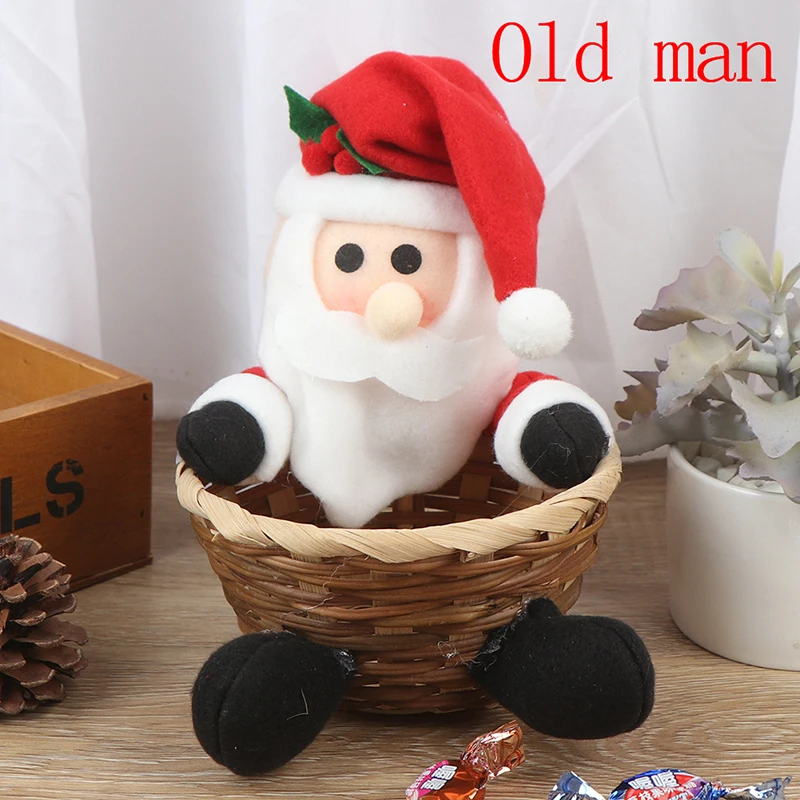 Christmas Candy Storage Xmas Gift Holder Basket Home Desktop Decor Santa Claus - Color: OM