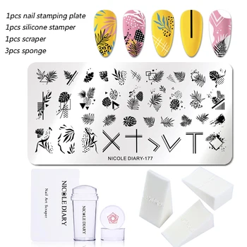 

1 Set Nail Art Stamp Plate Leaf Flower Fruit Snowflake Geometry Lace Nail Polish Print Jelly Stamper Scrapper Tool