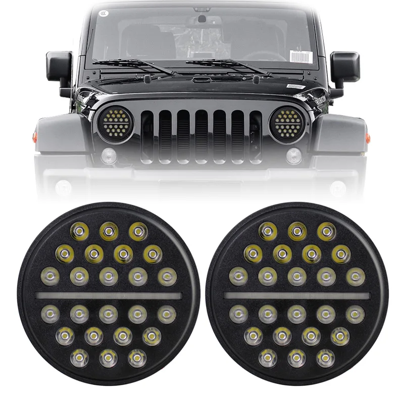 

1pair 72W 7" Inch Round LED Headlights Hi/low beam DRL 7inch headlight For Jeep Wrangler Off Road 4X4 suzuki samurai