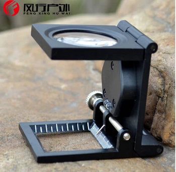 

Diy 10X LED Illuminated Pocket Folding Jewel Mini Magnifier w/ Scale Jewelry Loupe Magnifier with LED Light Source Older people