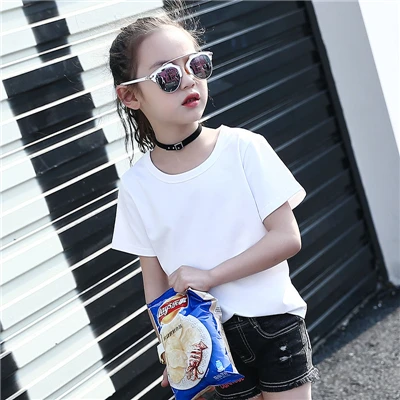 Boys Solid Candy Color Soft T Shirt Summer Short Sleeve Cotton Tops for Children Casual O Neck Fashion Streetwear Blouse AA51789 - Цвет: Белый
