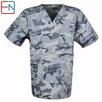 

Men medical uniforms,men scrub top,men medical tops in grey camouflage medical uniform for male in 100% cotton