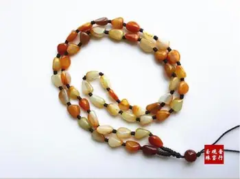 

LETSFUN Fine Jewelry Real Treasure Chinese Hetian Jade Pebble Raw Bead Hand Knitted Necklace Free Shipping